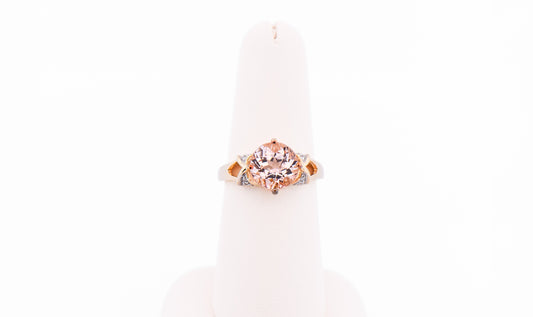 Peachy Pink Round Morganite Ring in Yellow Gold