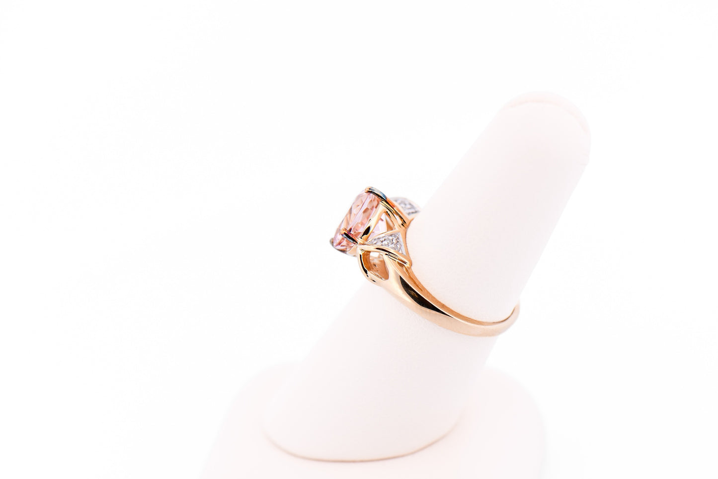 Peachy Pink Round Morganite Ring in Yellow Gold