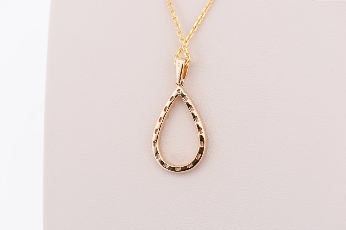 Pear Diamond Drop Pendant with Baguette Diamond Frame