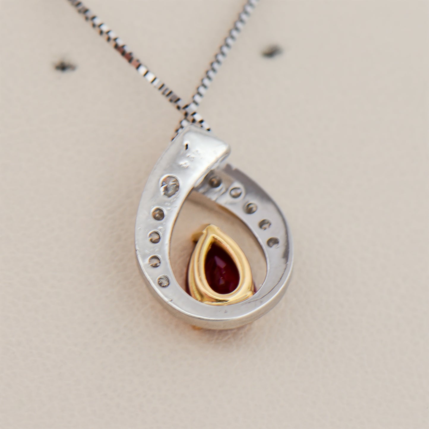 Pear-Shaped Ruby and Diamond Swirl Pendant