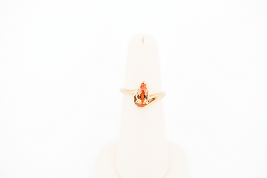 Pear Shaped Imperial Topaz Solitaire Ring in Yellow Gold