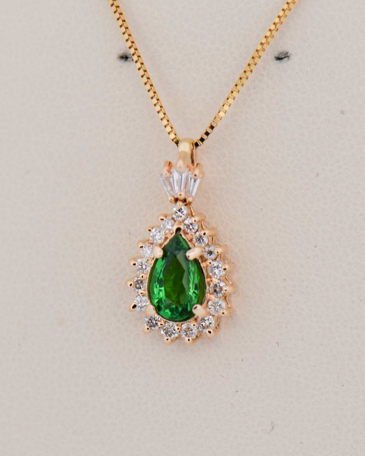 Pear Shaped Tsavorite & Diamond Halo Pendant