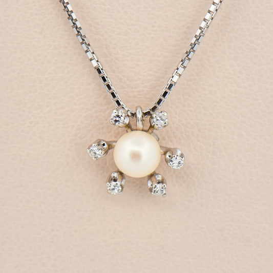 Vintage Pearl and Diamond Sputnik Pendant