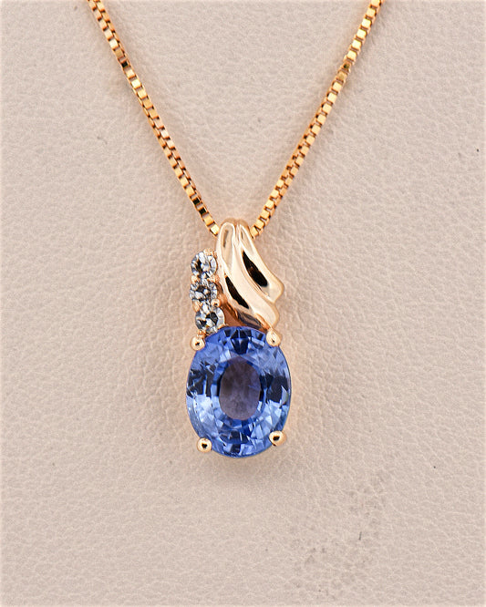 Periwinkle Blue Ceylon Sapphire & Diamond Pendant