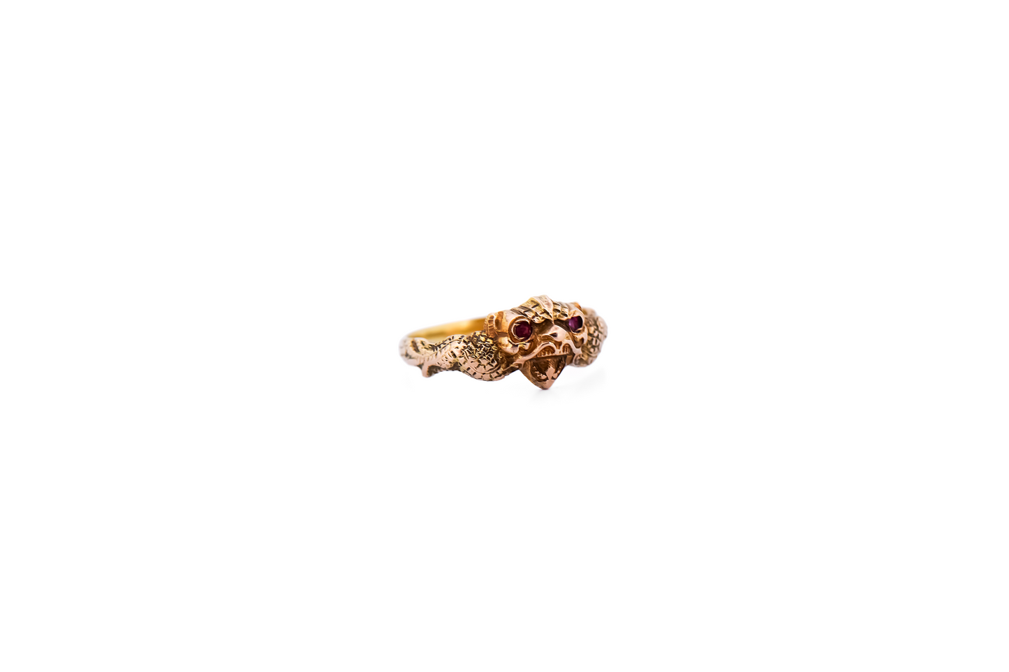 Petite Antique Gargoyle Ring with Garnet Eyes