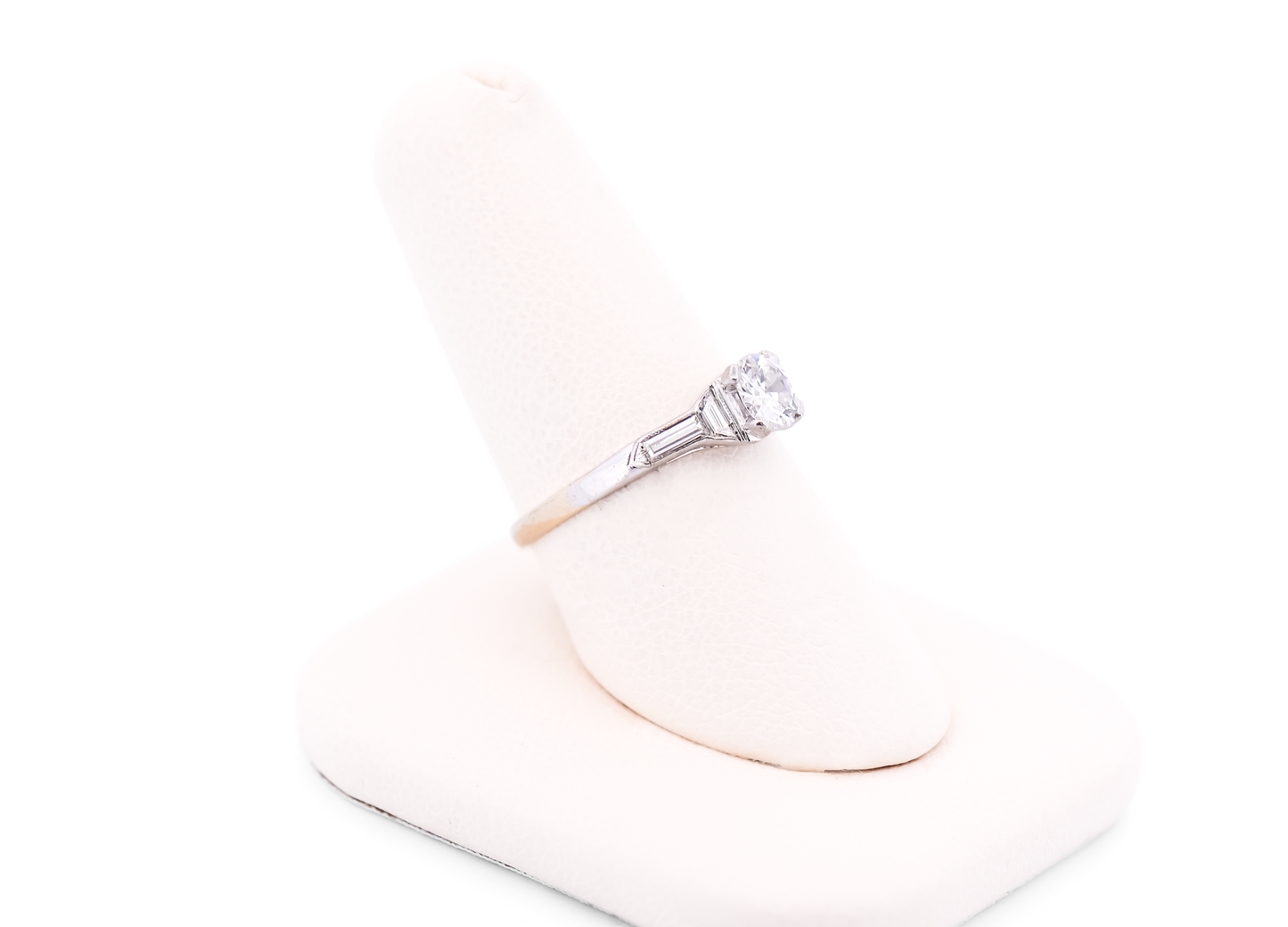 Petite Art Deco Diamond Engagement Ring With Geometric Trapezoid & Baguette Accents