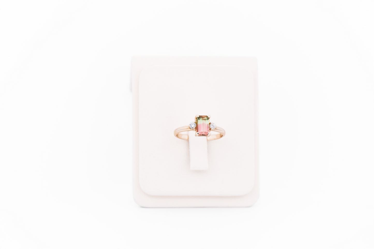 Petite Estate 3-Stone Ring with Watermelon Tourmaline & Diamonds