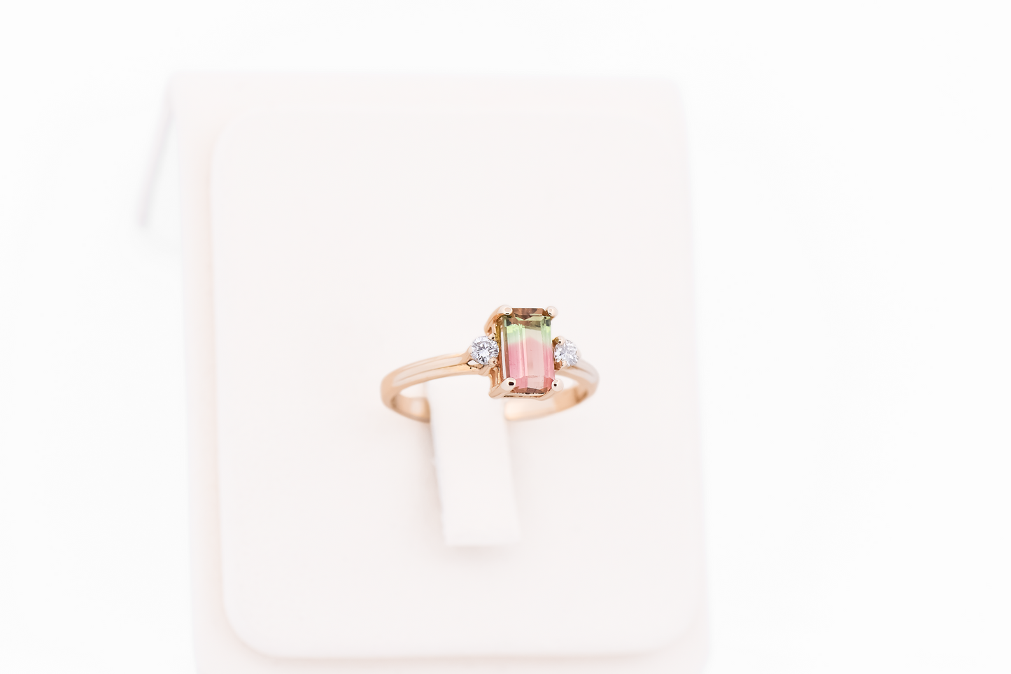 Petite Estate 3-Stone Ring with Watermelon Tourmaline & Diamonds