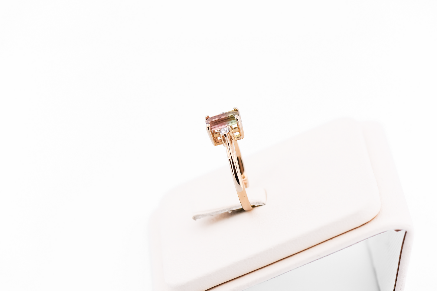 Petite Estate 3-Stone Ring with Watermelon Tourmaline & Diamonds