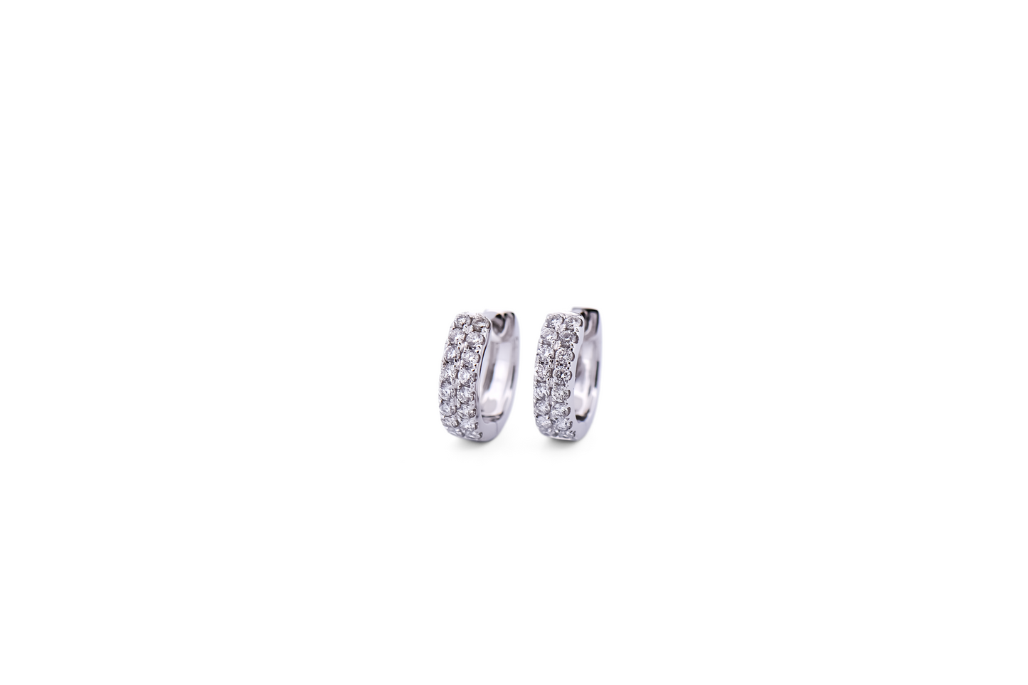 Petite Pave' Diamond Huggie Hoops in 18k White Gold