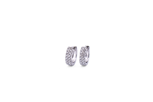 Petite Pave' Diamond Huggie Hoops in 18k White Gold
