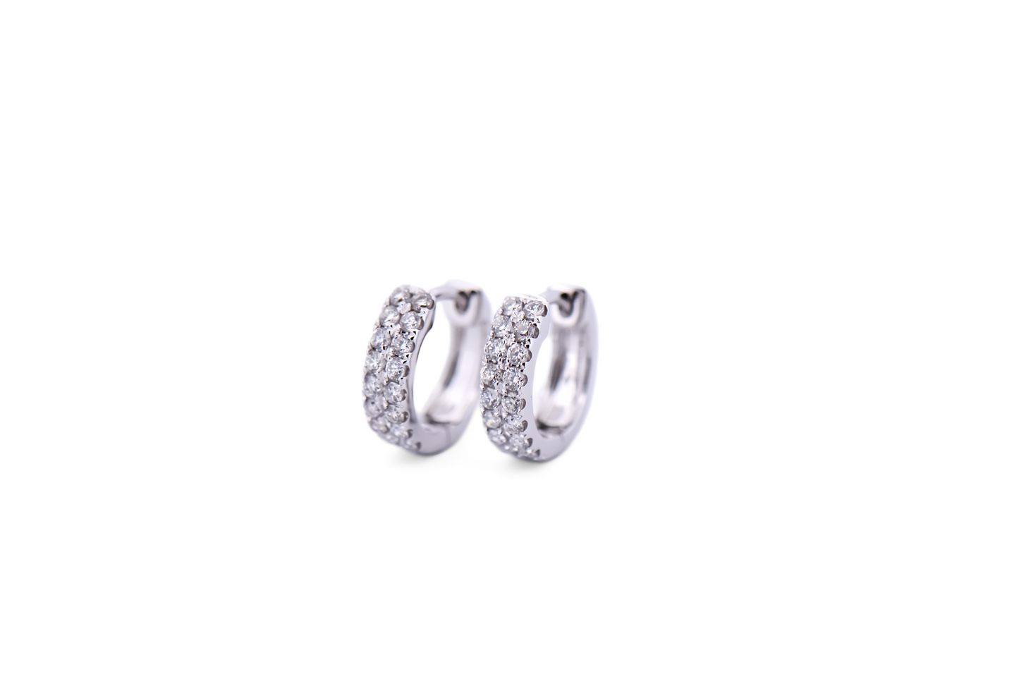 Petite Pave' Diamond Huggie Hoops in 18k White Gold