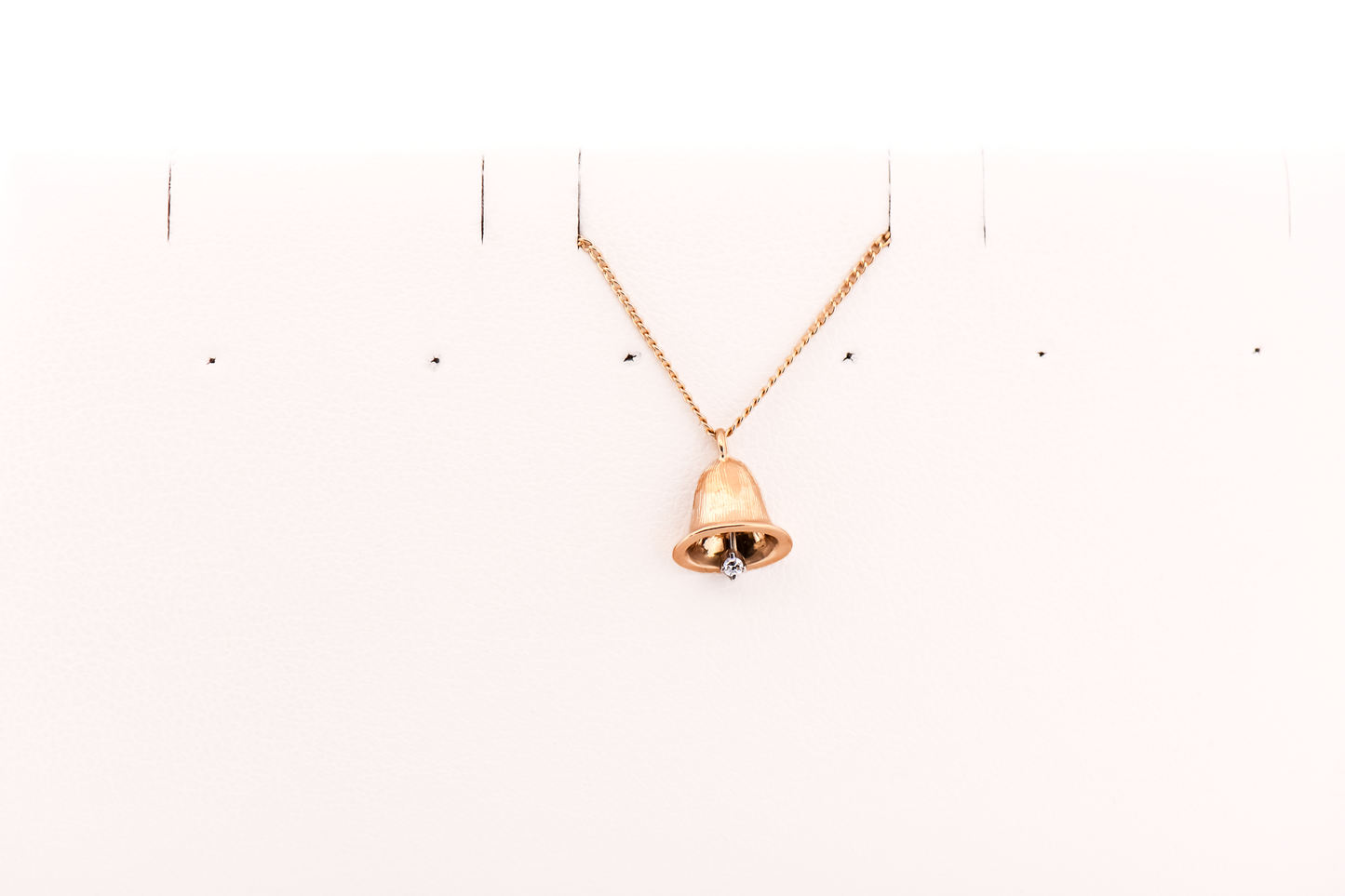 Petite Vintage Gold & Diamond Bell Pendant with 15 Inch Chain