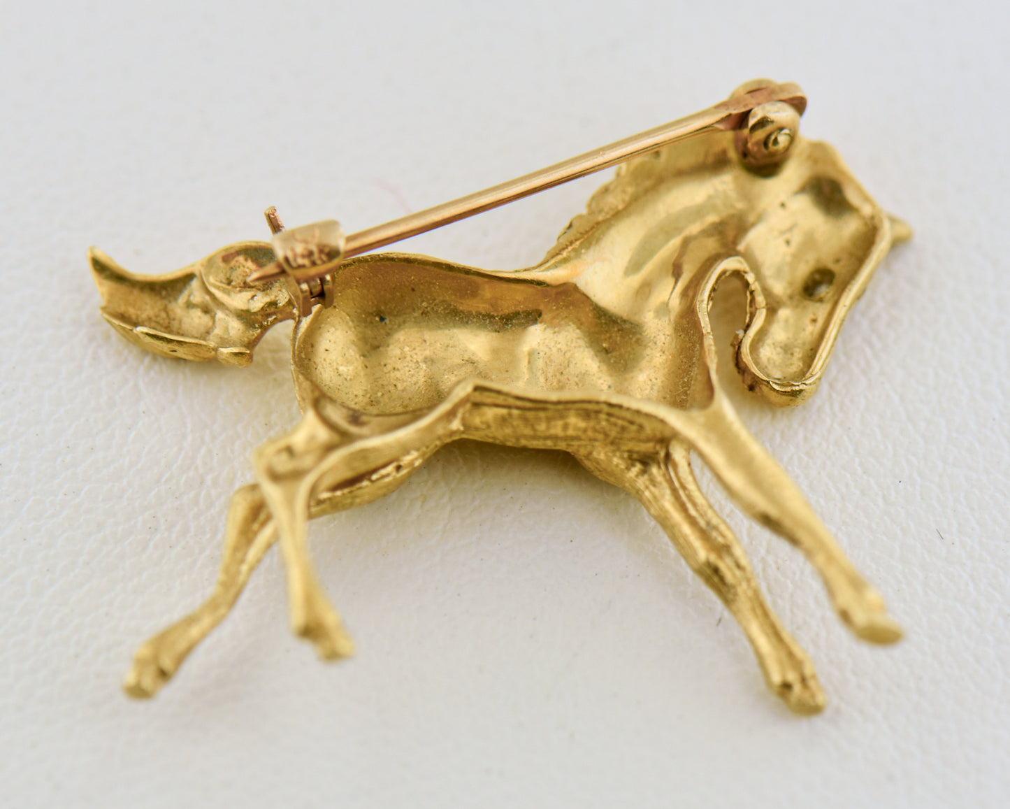 Vintage Gold Pony Brooch with Diamond Eye