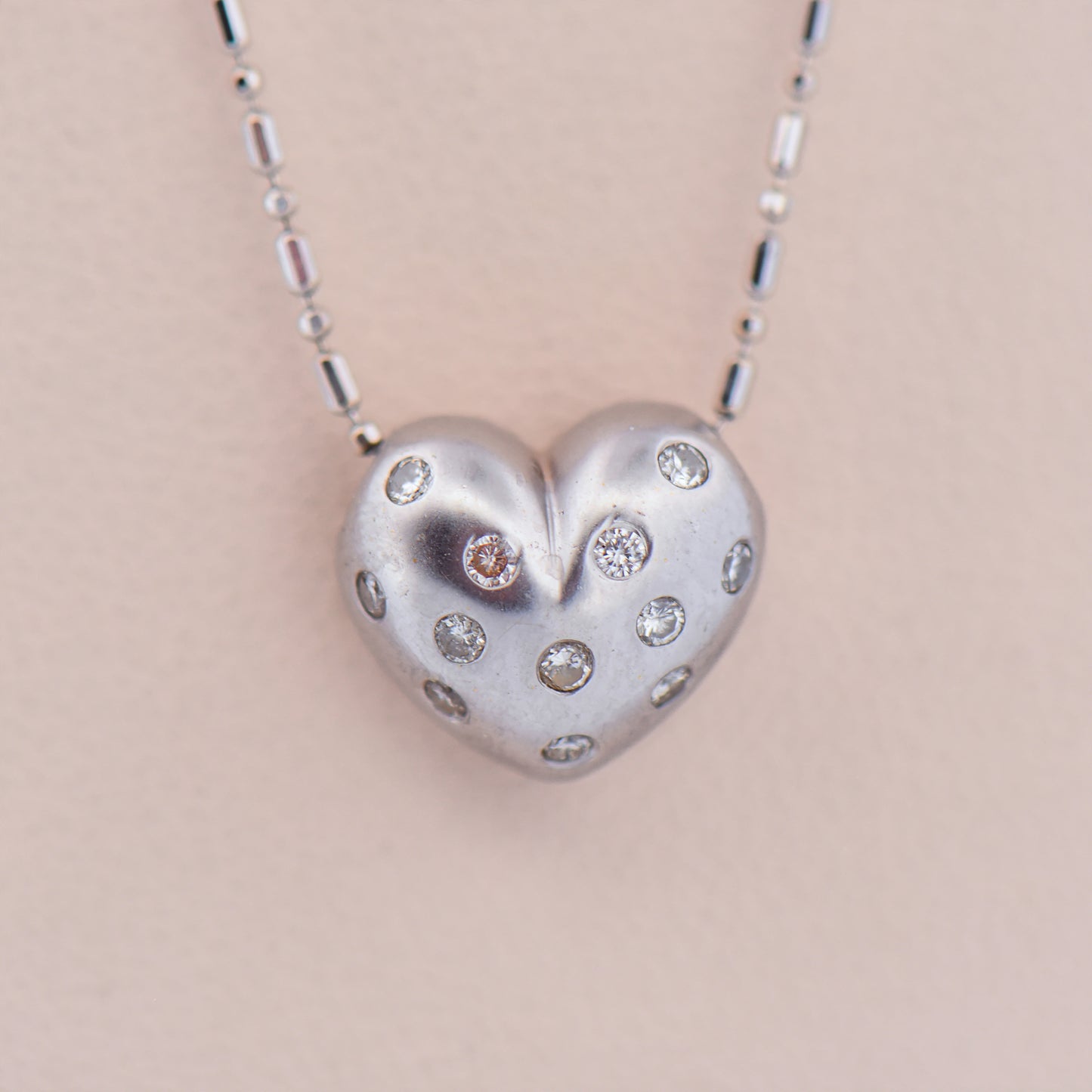 Puffed Etoile Heart Pendant with 18-inch Chain