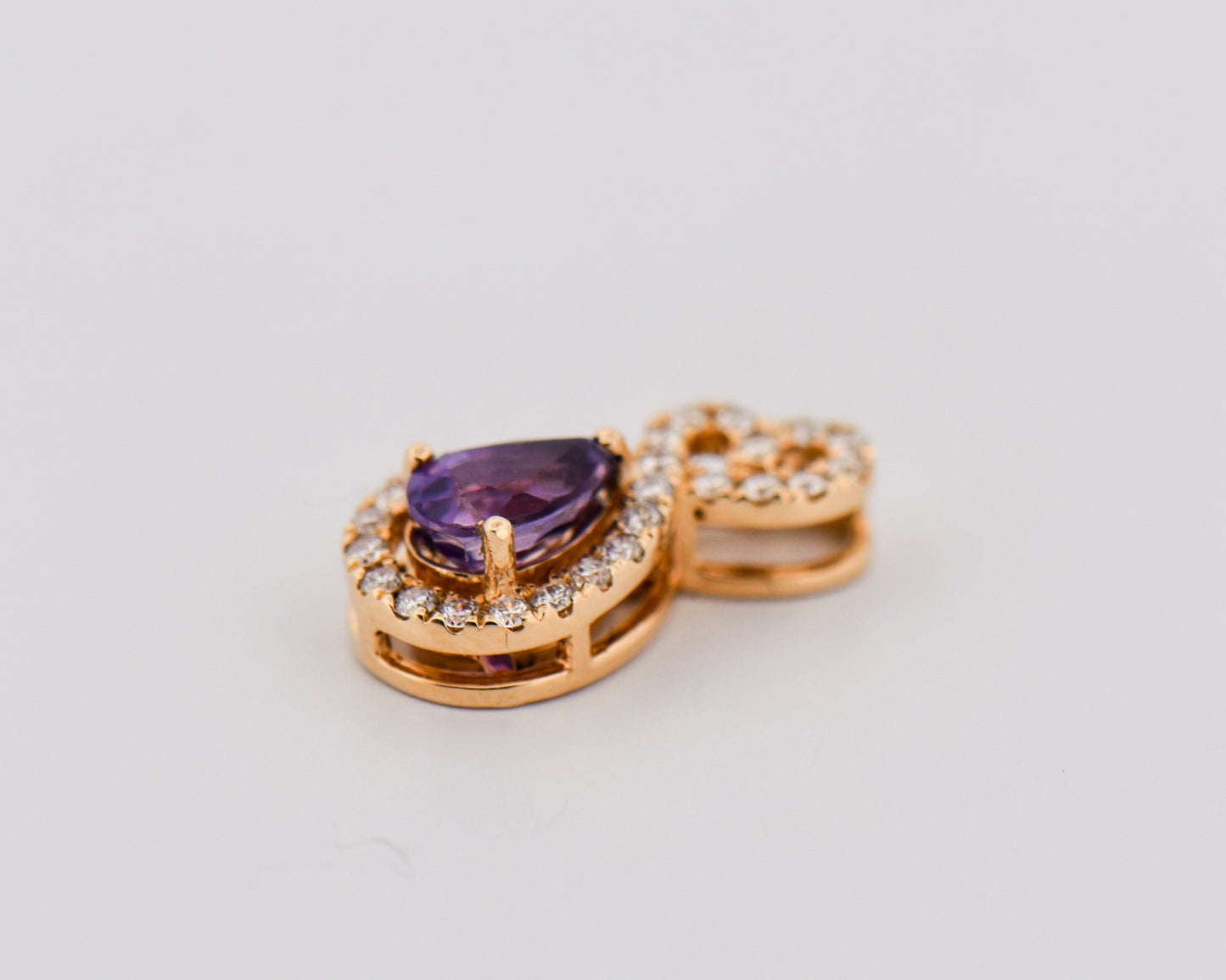 Purple Sapphire & Diamond Pendant in Yellow Gold