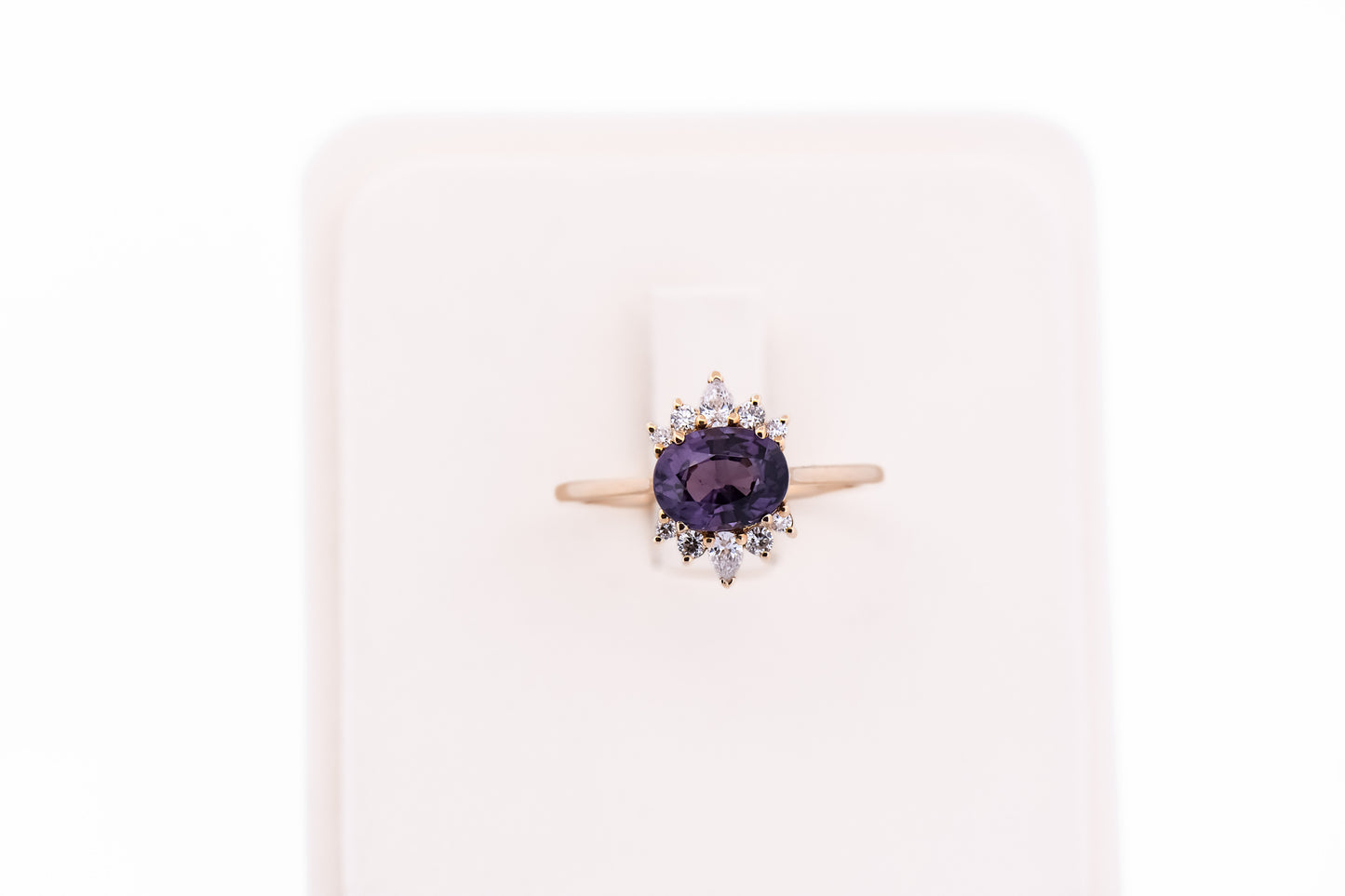 Purple Spinel Ring with Diamond Crown Accents