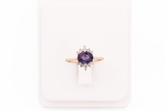 Purple Spinel Ring with Diamond Crown Accents