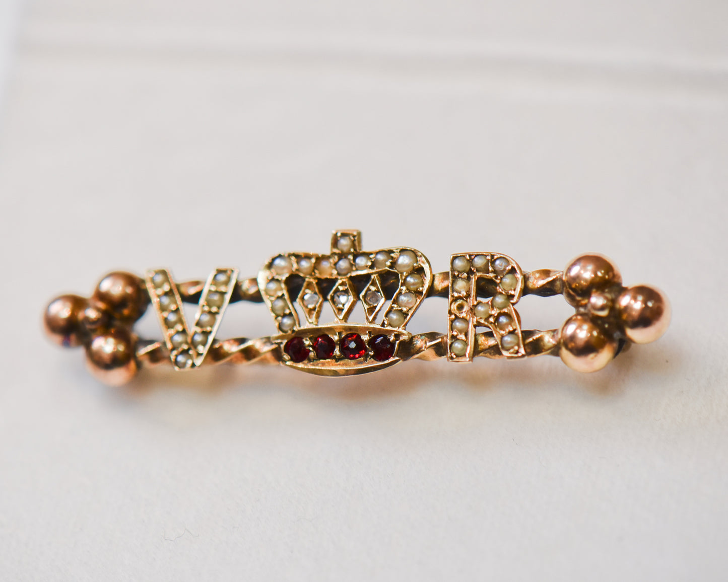 Queen Victoria Ruby Jubilee Brooch with Red Glass & Diamonds