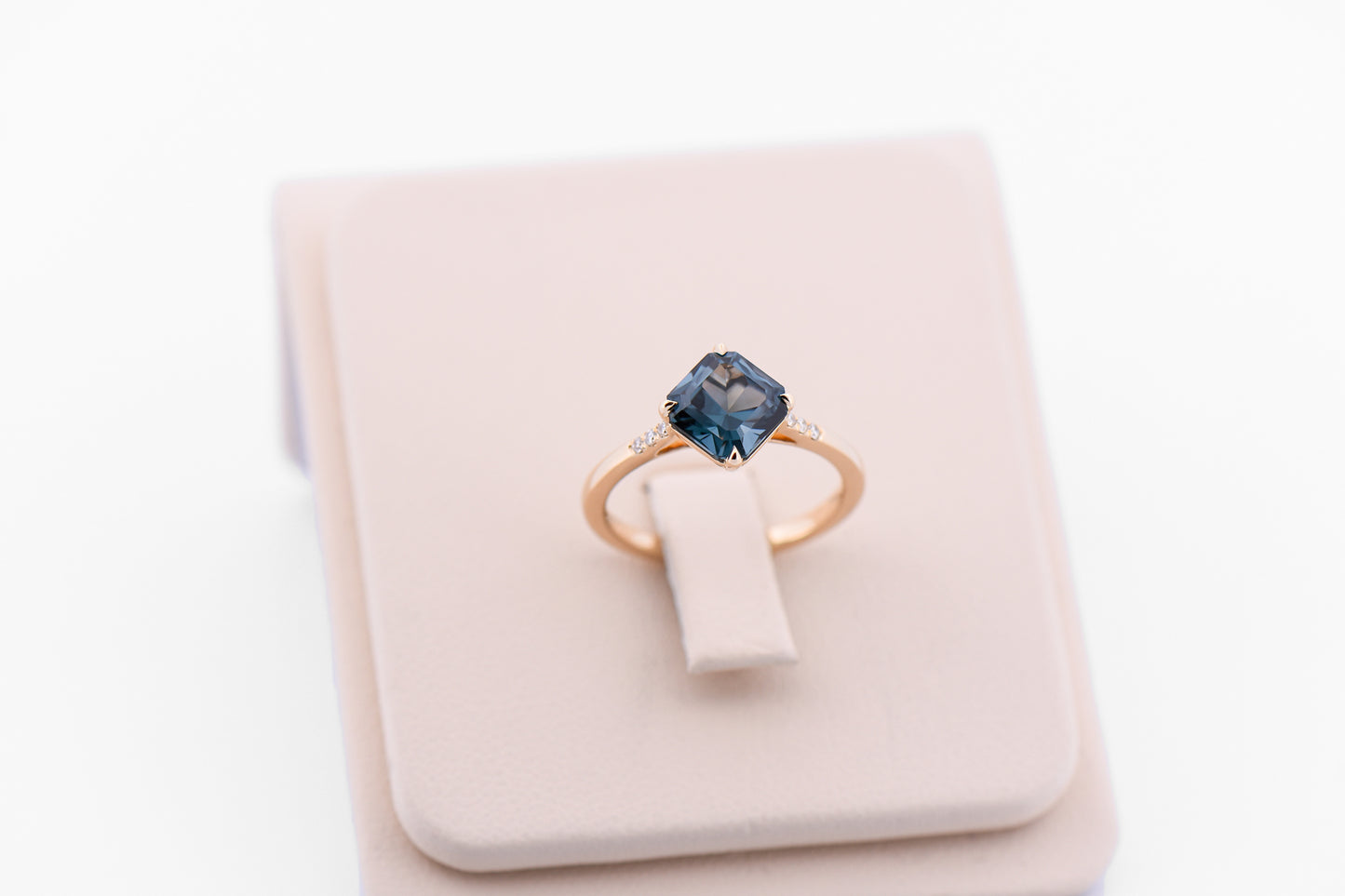 Radiant Cut Teal Spinel Engagement Ring in Simple Yellow Gold Setting