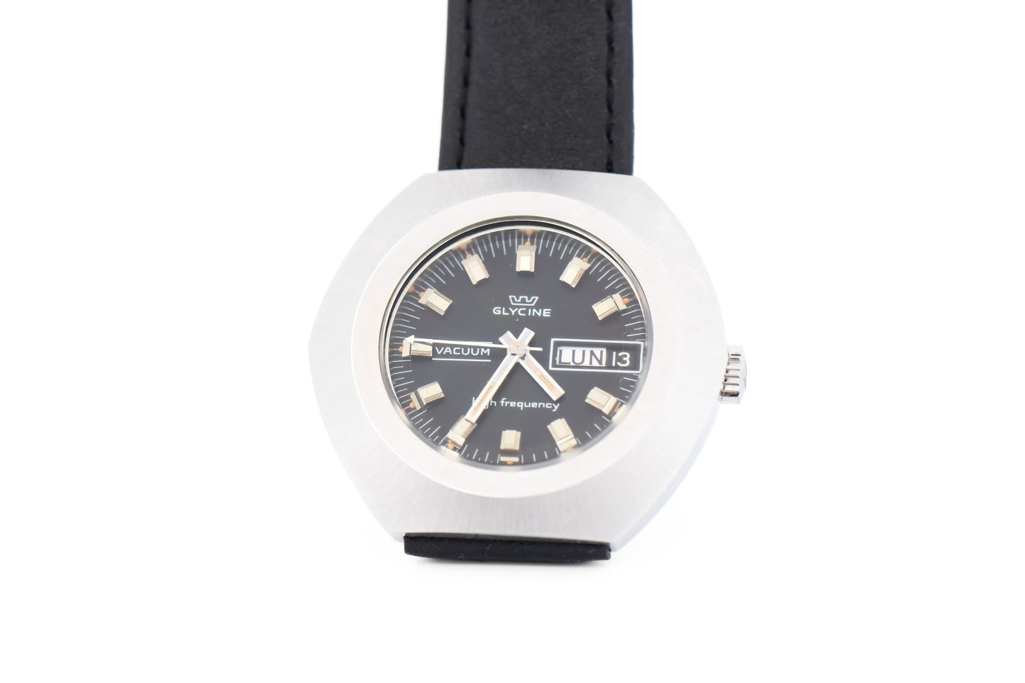 Rare 1970s Glycine High Frequency Automatic Vacuum Divers Watch - Black Dial