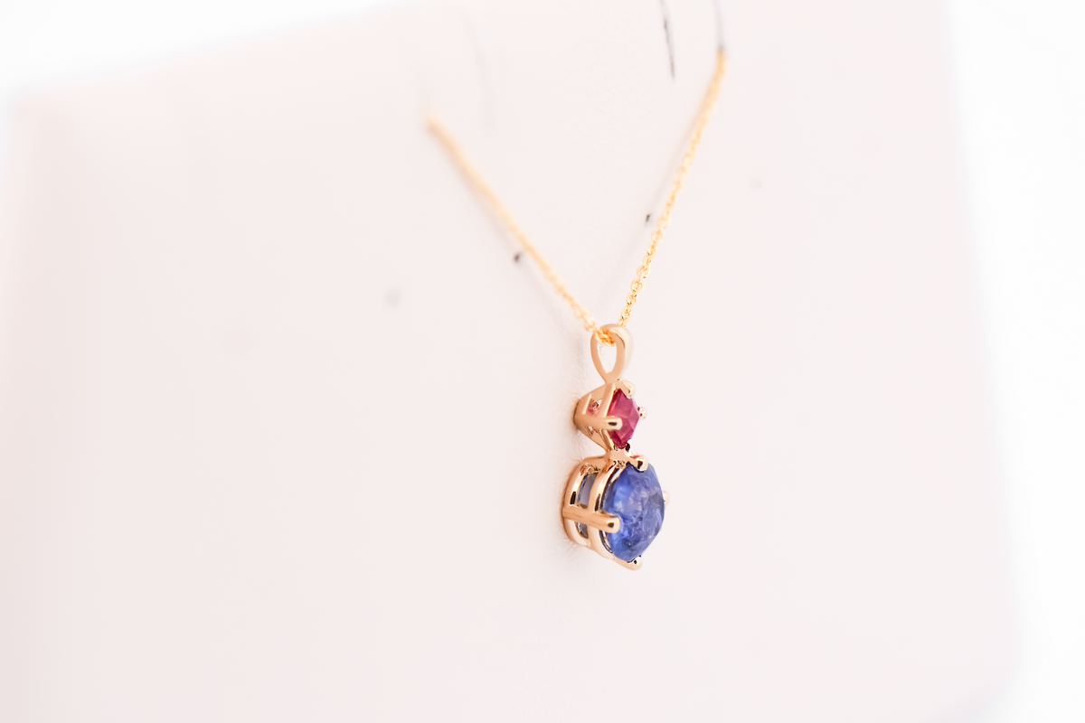 Rare American Gem Pendant with Benitoite & Red Beryl