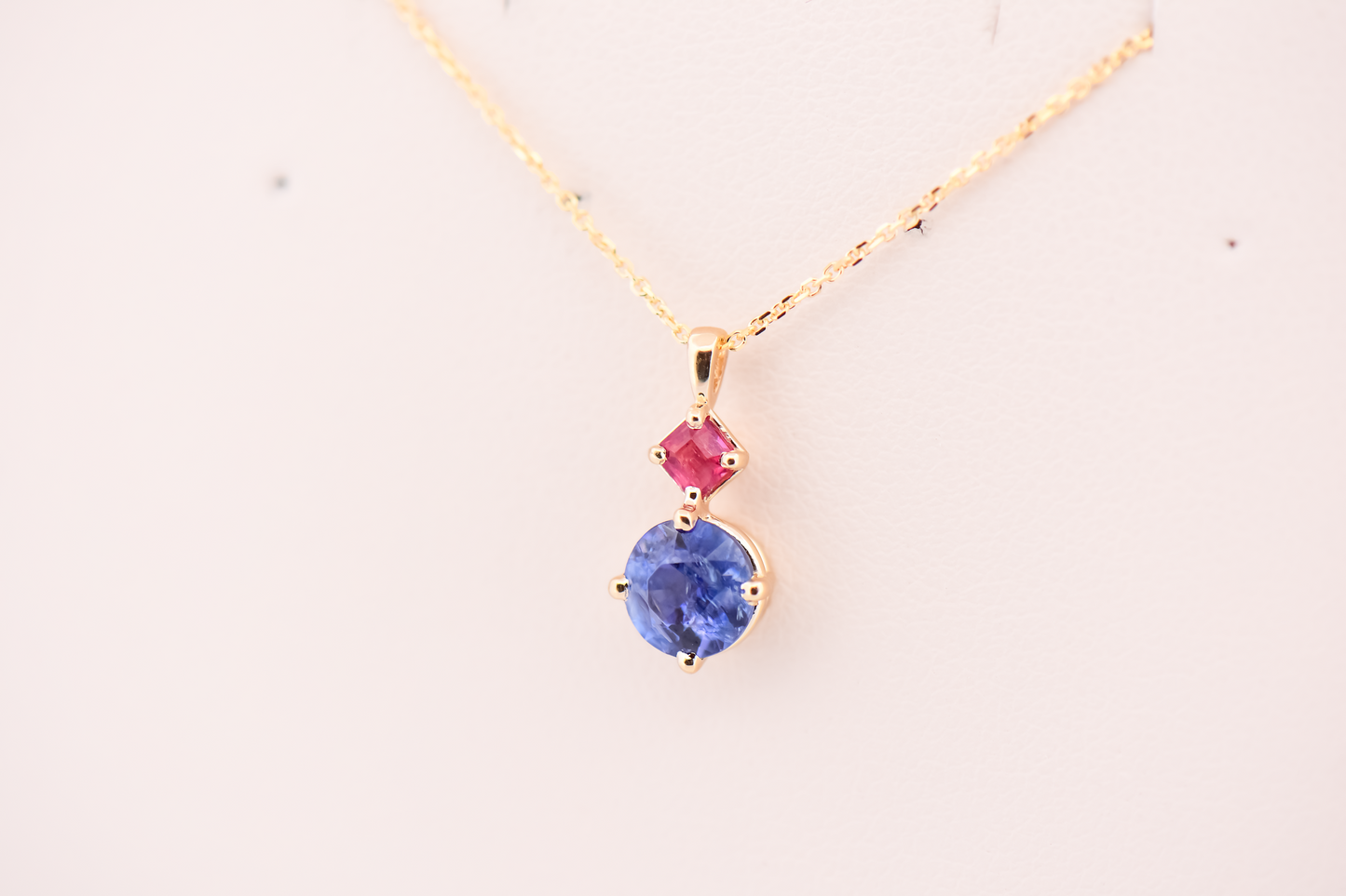 Rare American Gem Pendant with Benitoite & Red Beryl