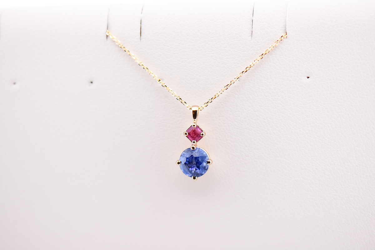 Rare American Gem Pendant with Benitoite & Red Beryl