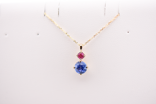 Rare American Gem Pendant with Benitoite & Red Beryl