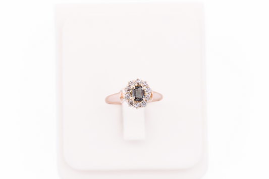 Rare Antique Alexandrite & Diamond Halo Engagement Ring with Strong Color Change