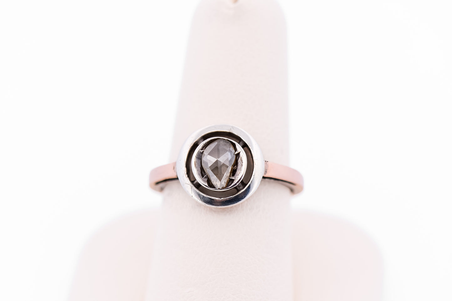 Rare Antique Russian Rose Cut Diamond Engagement Ring in Rose Gold