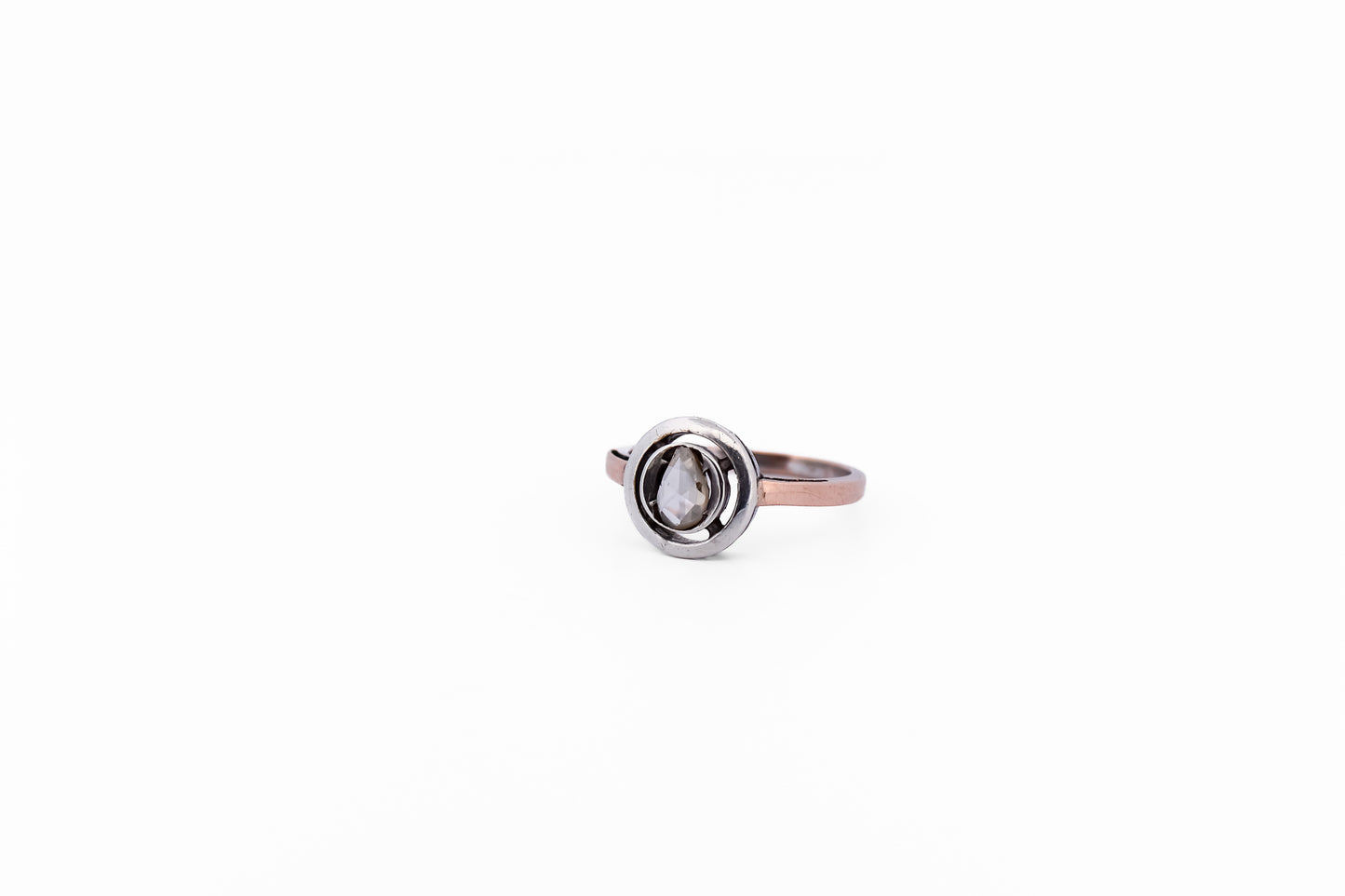 Rare Antique Russian Rose Cut Diamond Engagement Ring in Rose Gold