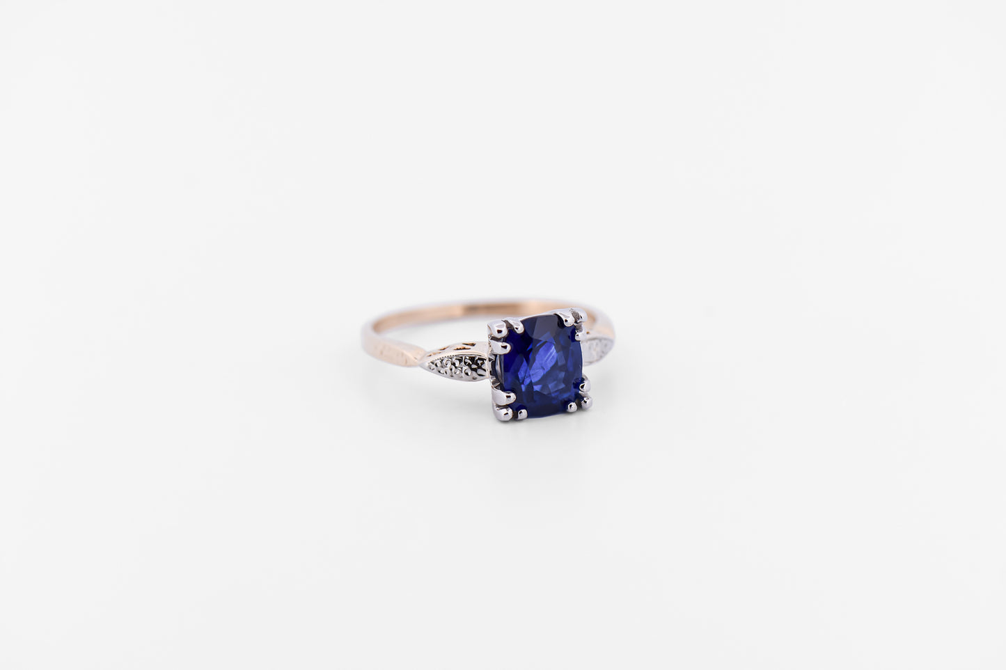 Rare Art Deco Sapphire Solitaire Engagement Ring - 2ct Royal Blue Gem