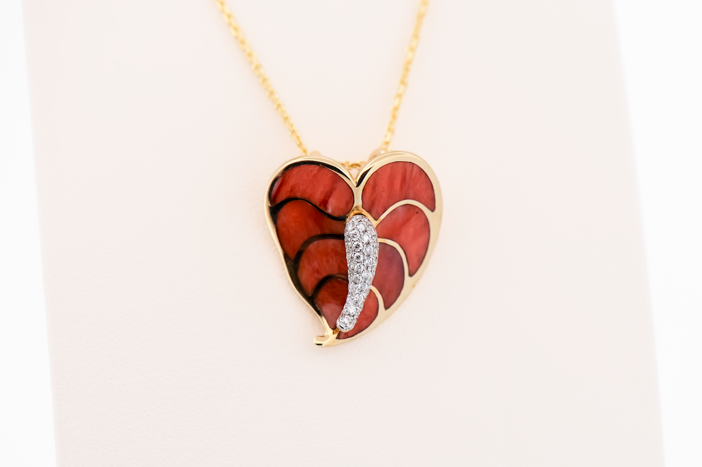 Rare Na Hoku 14k Elephant Ear (Taro Leaf) Ring & Pendant with Spiny Oyster & Diamonds