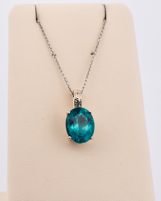 Rare Neon Blue Apatite Pendant - Paraiba Color