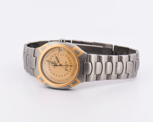 Rare Omega Seamaster Polaris GMT Quartz Watch with Gold Accents