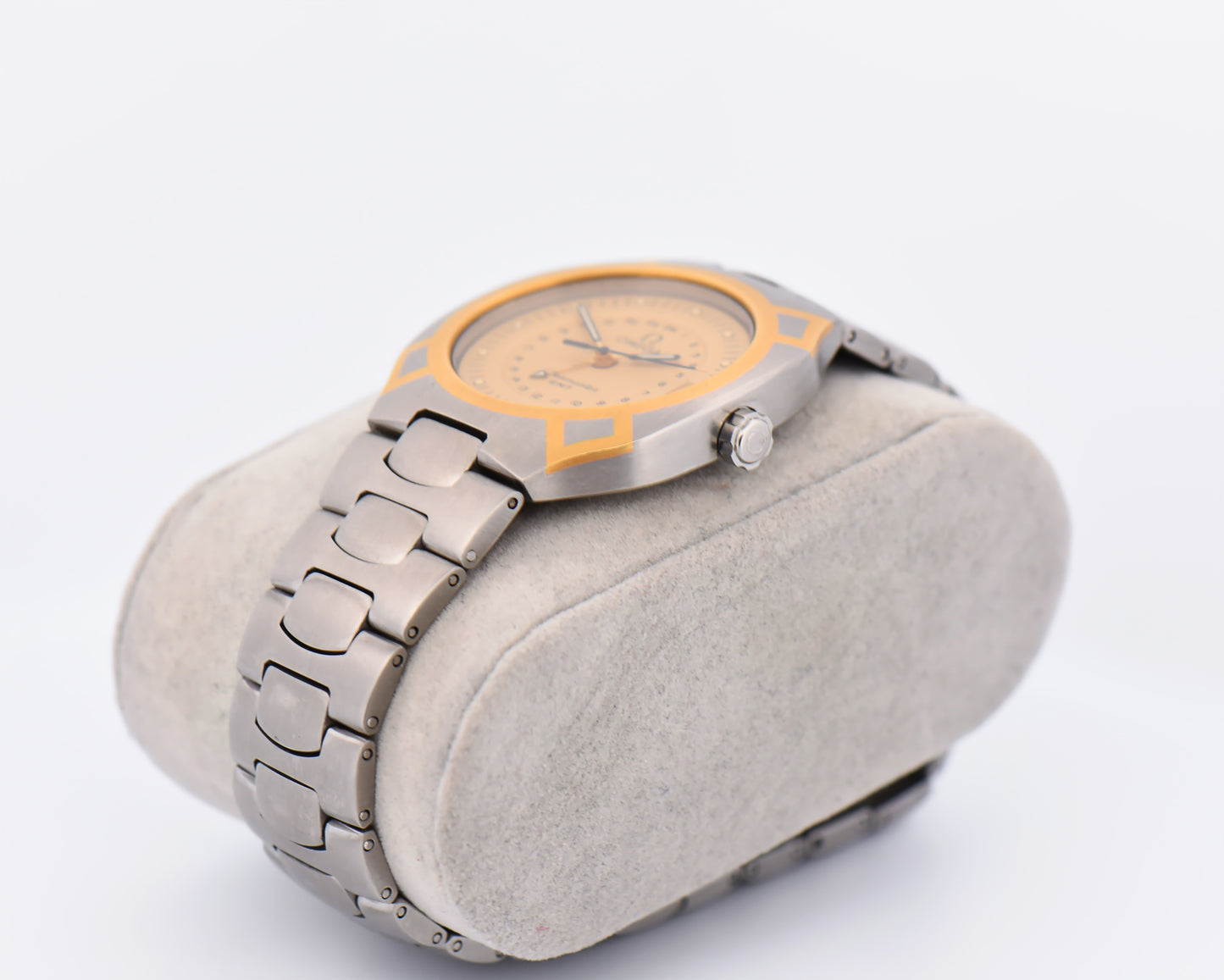 Rare Omega Seamaster Polaris GMT Quartz Watch with Gold Accents