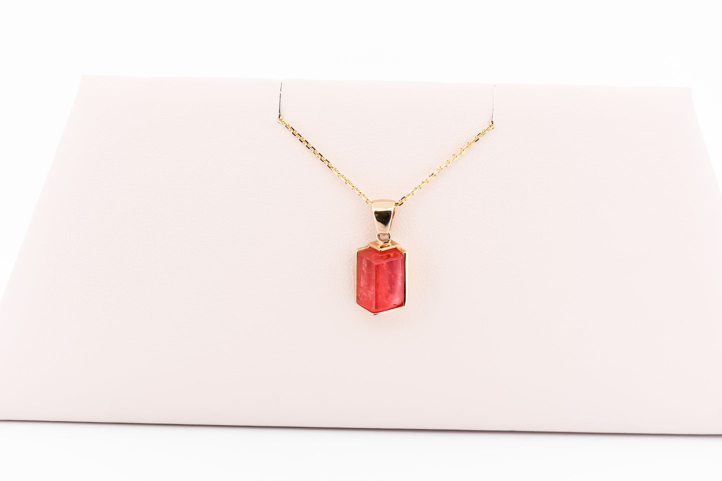 Sweet Home Mine Rhodochrosite Crystal Pendant in 14k Gold