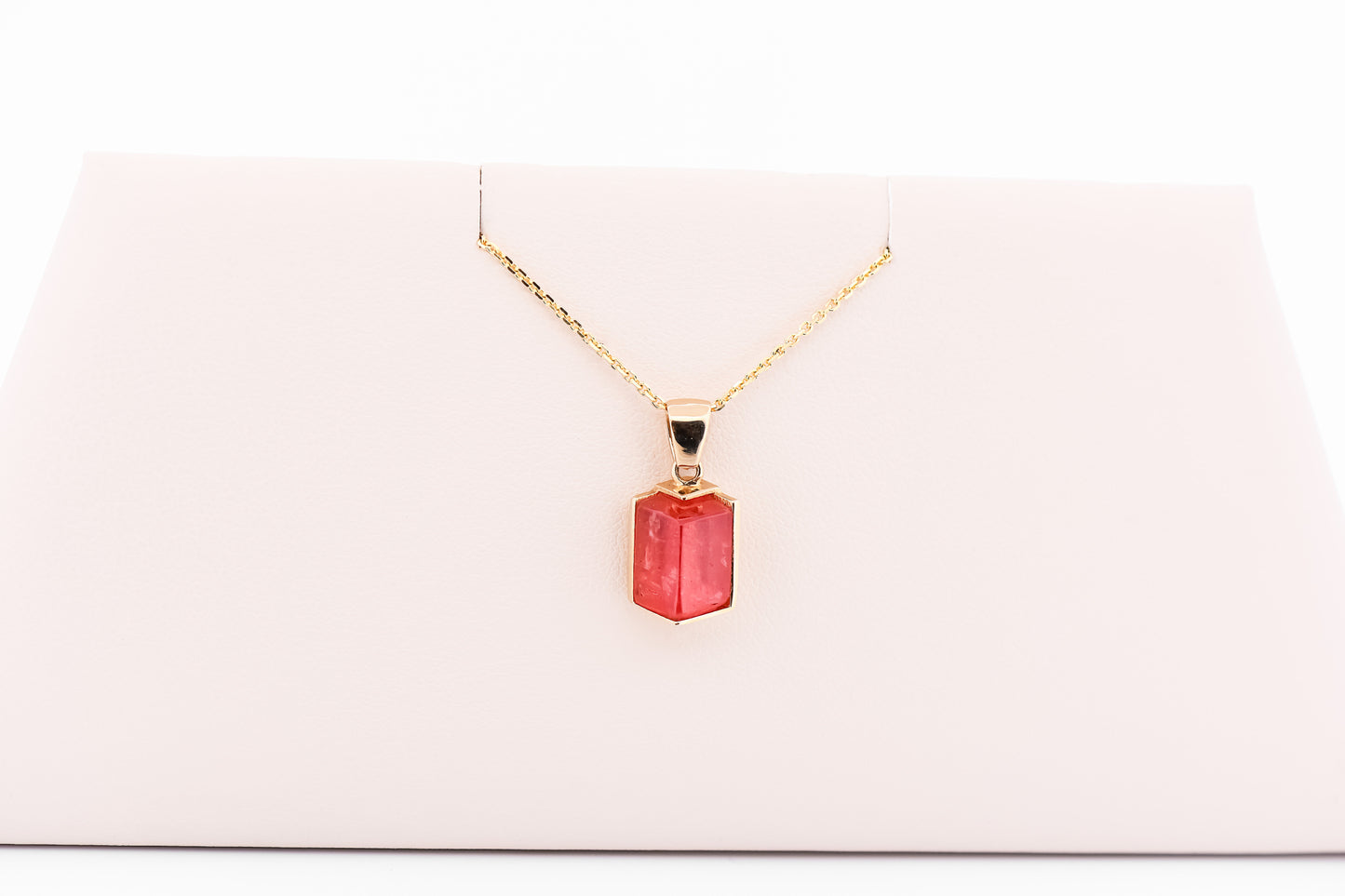 Sweet Home Mine Rhodochrosite Crystal Pendant in 14k Gold