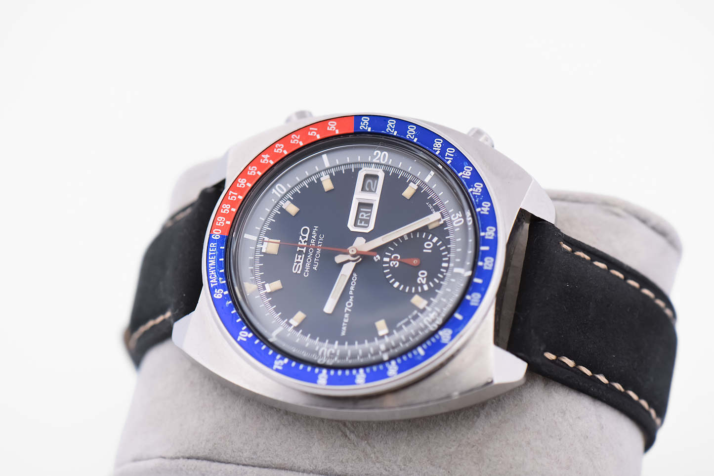 Rare Seiko Pepsi Chronograph Watch Auto with Blue Dial