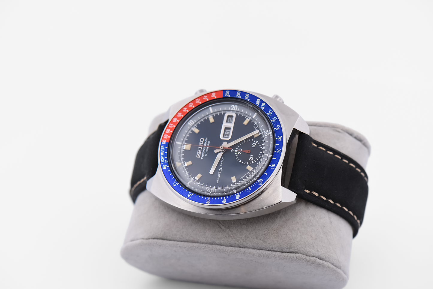Rare Seiko Pepsi Chronograph Watch Auto with Blue Dial