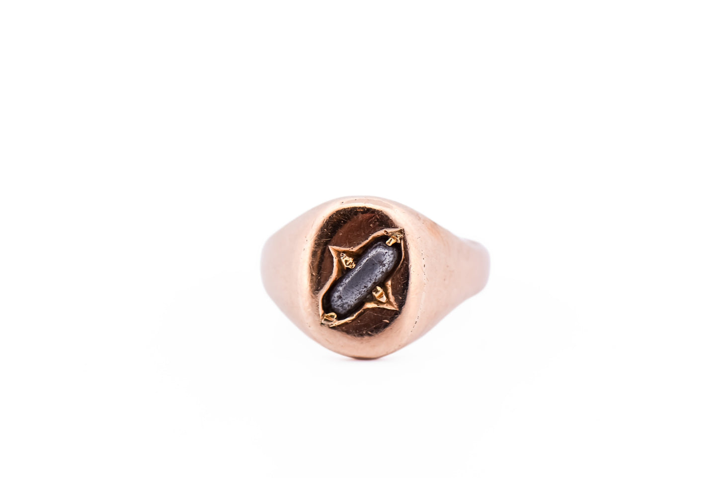 Rare WW1 British Army at Ypres Memorial Signet Ring - Shrapnel Set in 9k Gold