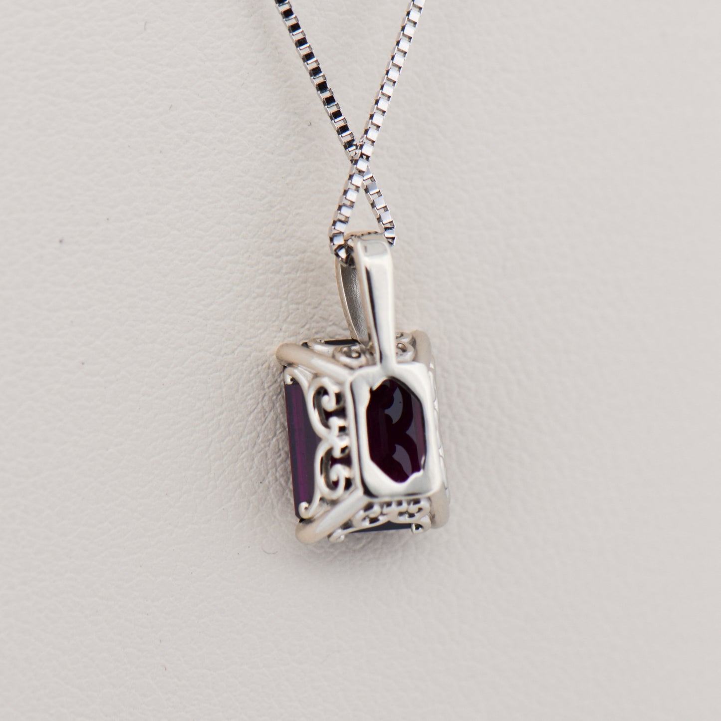Emerald Cut Raspberry Red Rhodolite Garnet Pendant