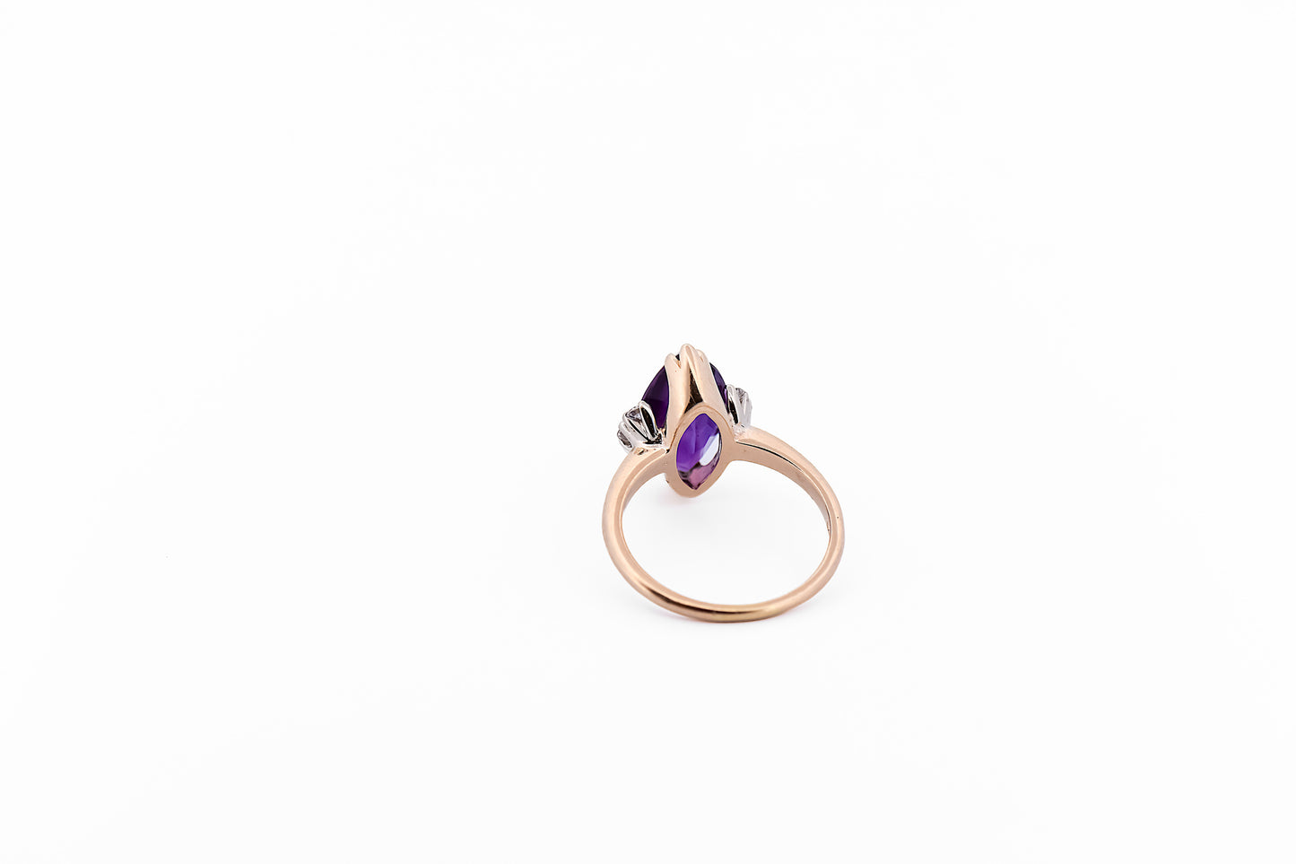Retro Amethyst & Diamond Engagement Ring in Yellow Gold