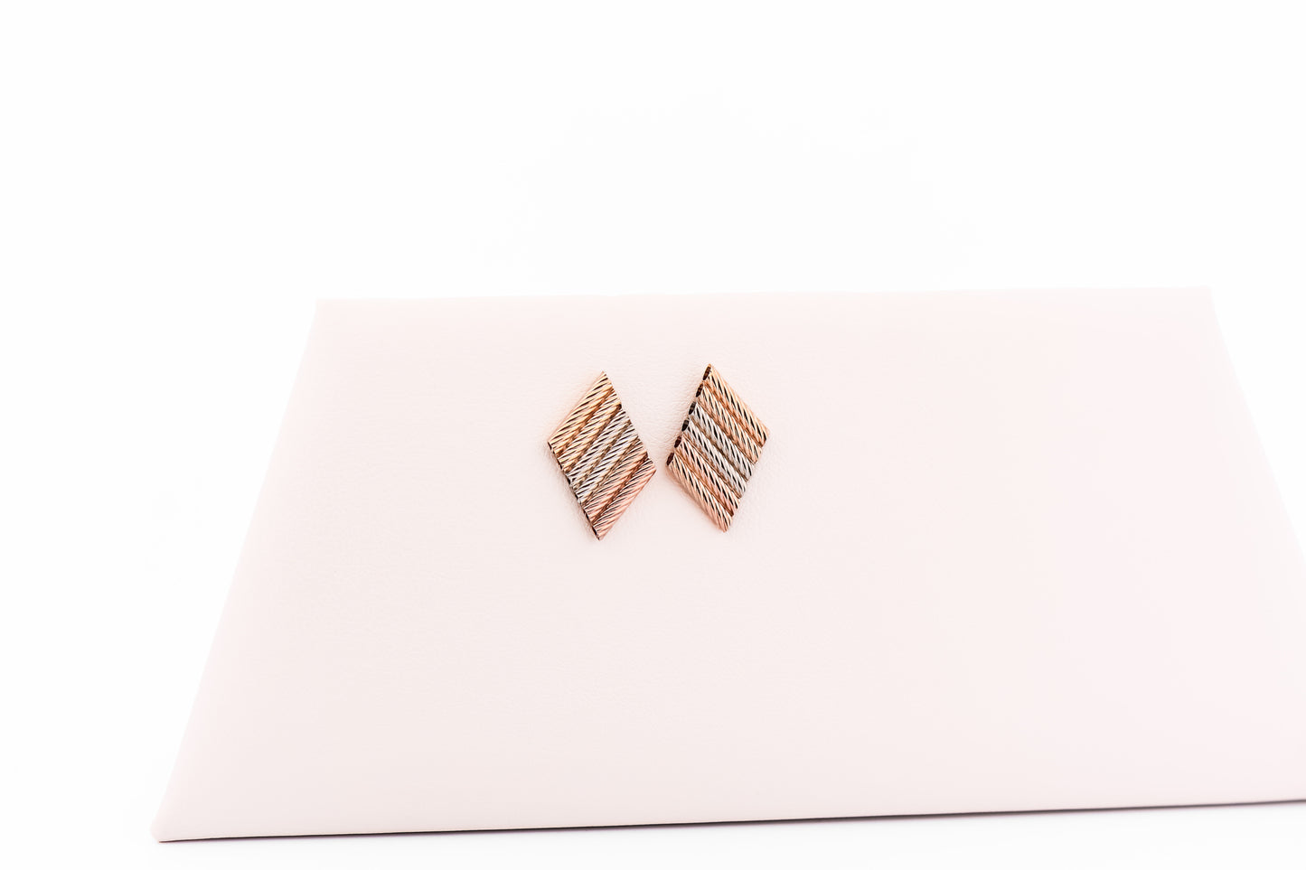 Retro Tricolor Gold Ribbon Stud Earrings in 14k
