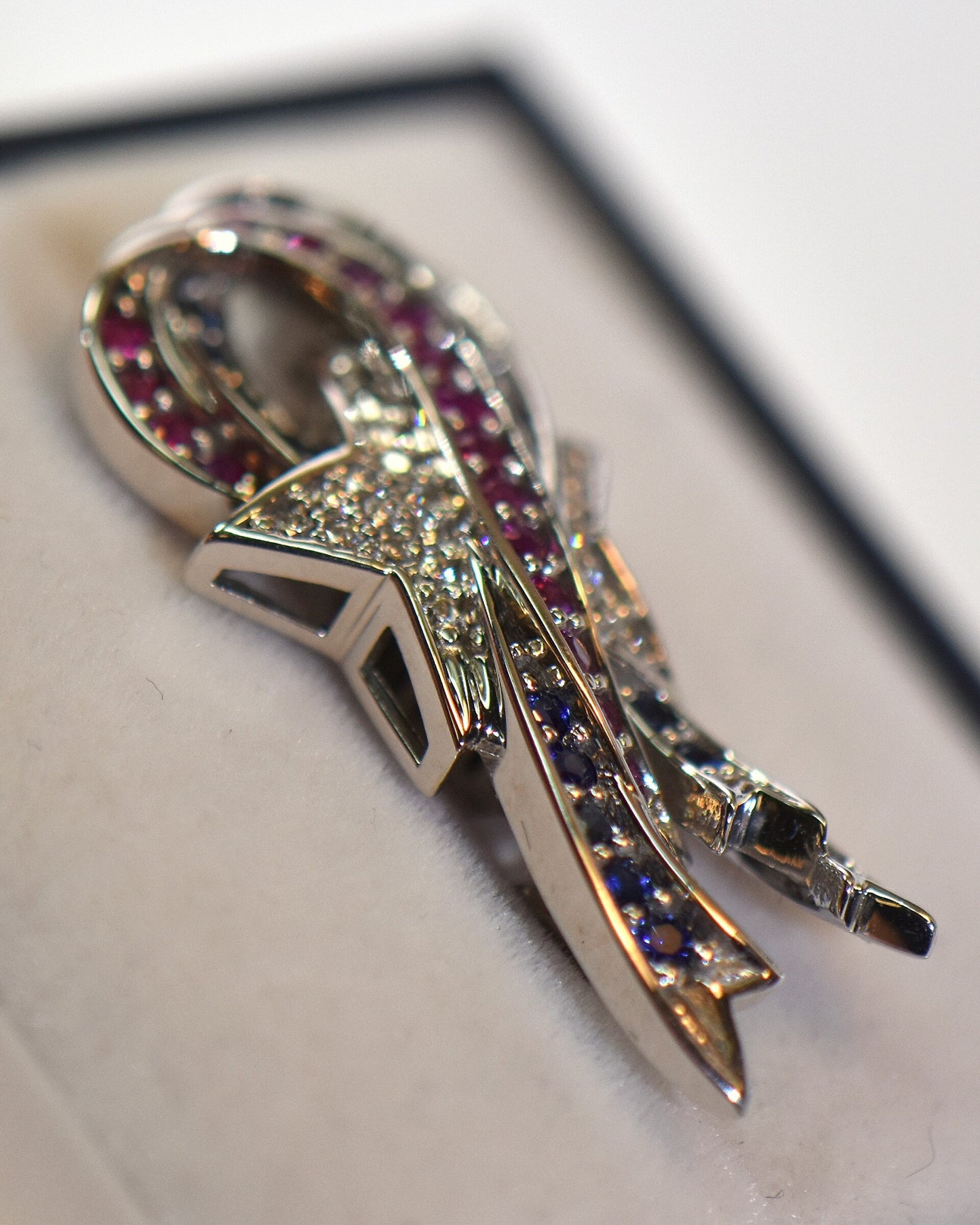 Patriotic Red White & Blue Shooting Star Ribbon Brooch