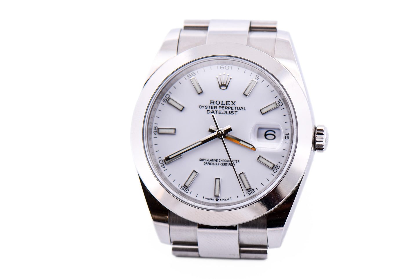 Rolex Datejust 41 Wrist Watch - White Stick Dial, Smooth Bezel, Oyster Bracelet