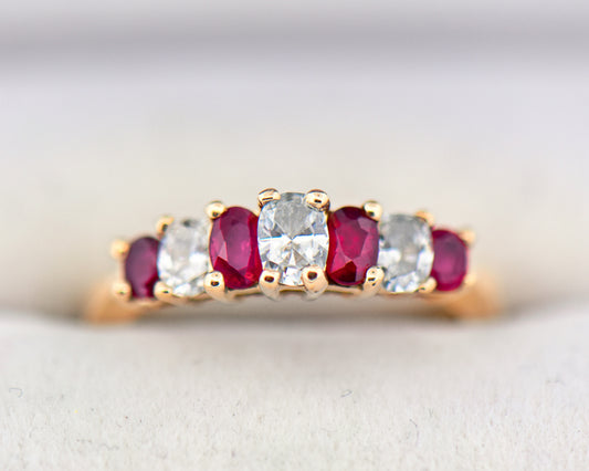 Ruby and Diamond Wedding Band in Yellow Gold