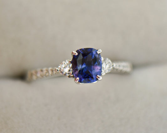 Blue-Violet Color Shift Sapphire Engagement Ring