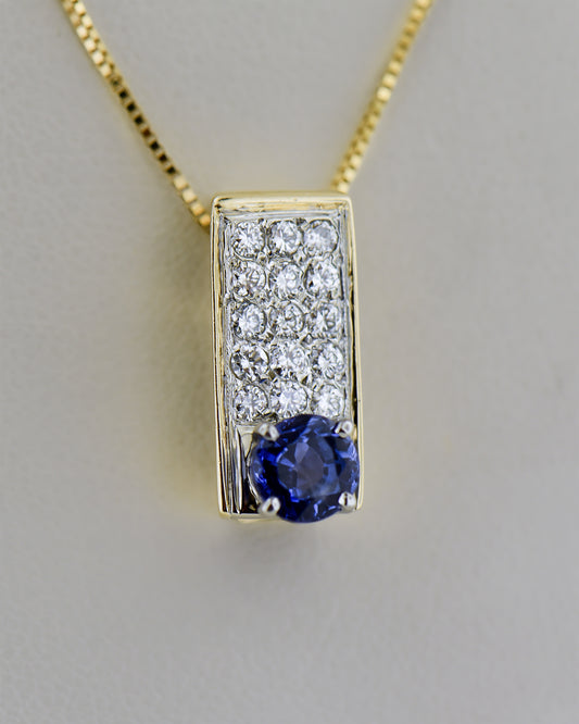 Sapphire and Diamond Rectangular Slide Pendant